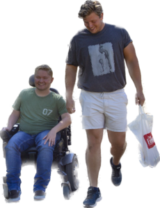 Genrebillede kørestolsbruger med hjælper fritlagt