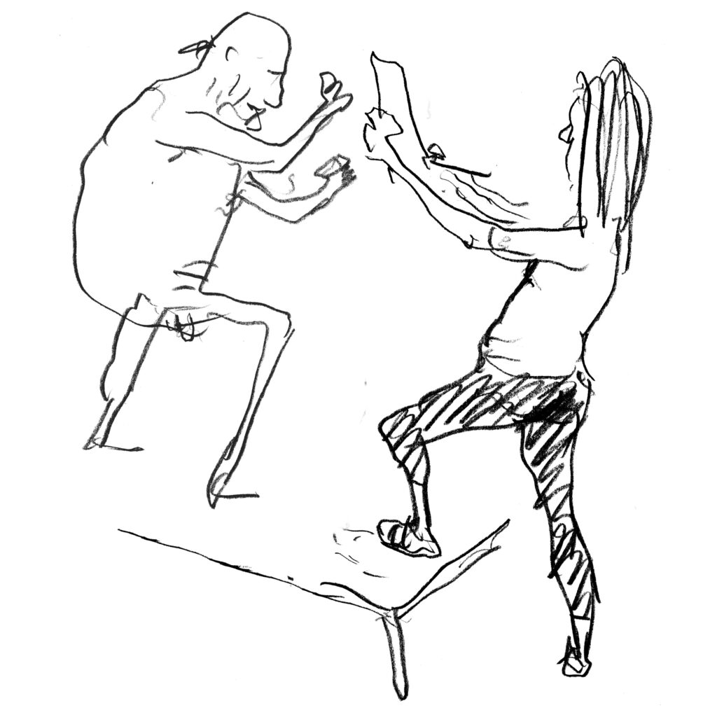 Person tegner en nøgen croquis-model